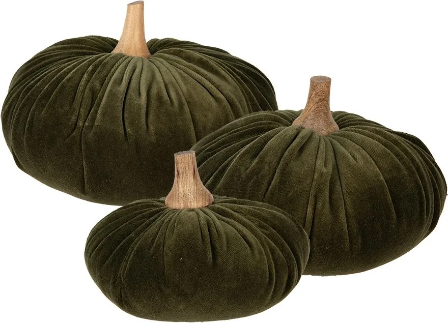 Dovleac decorativ, verde, din catifea Ø25x16 cm