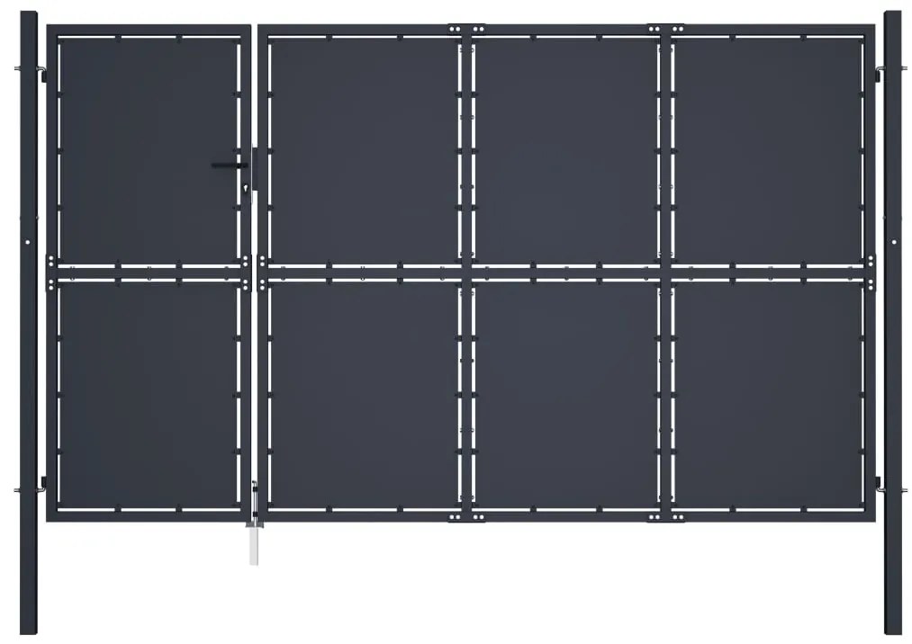 vidaXL Poartă de grădină, antracit, 350 x 200 cm, oțel