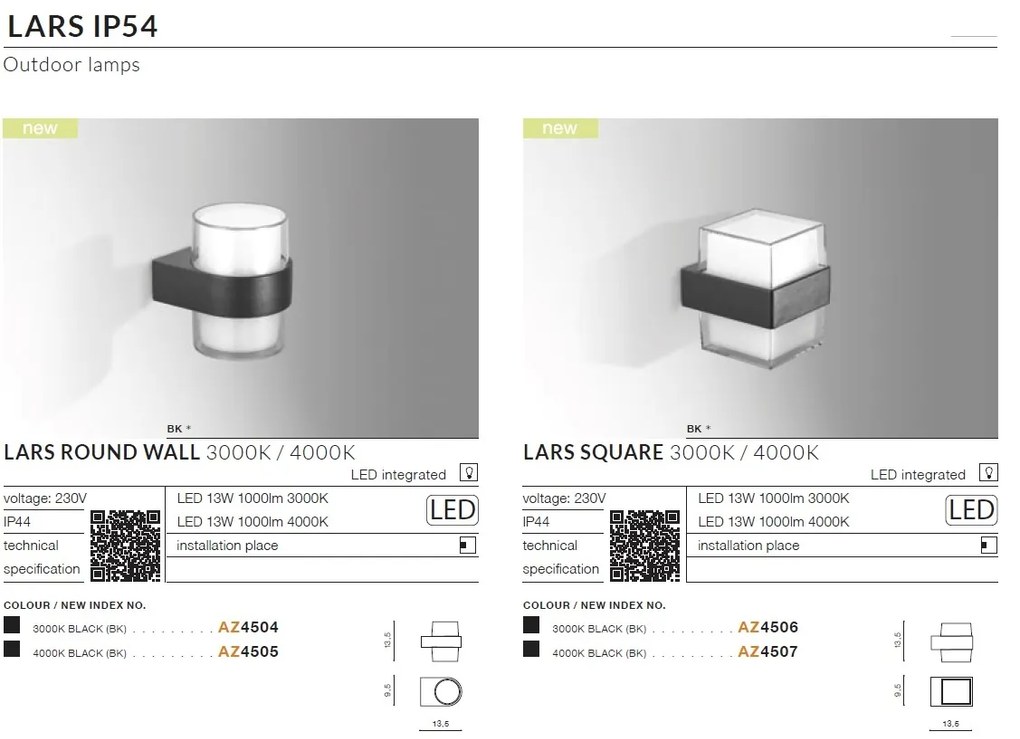 Aplica LED de perete exterior moderna IP54 LARS ROUND 3000K