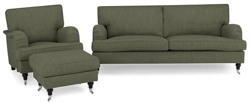 Set mobilier tapițat Bloomington A127 (Helena 4452)Chaki, Tapiterie, Picioare: Lemn, Role, Metal