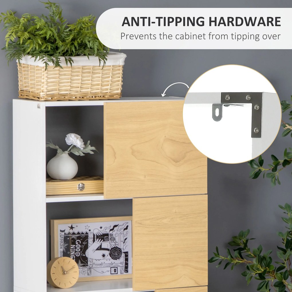HOMCOM Dulap de depozitare, raft de carti cu 5 nivele cu compartimente deschise, pentru intrare, dormitor, camera de zi, natural | AOSOM RO