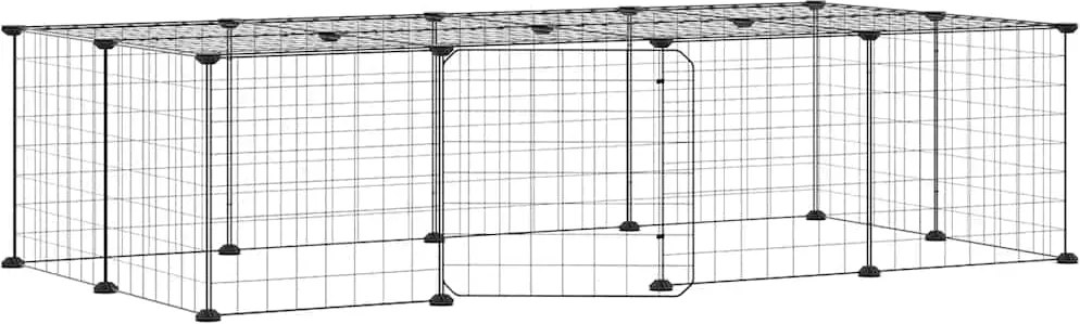 vidaXL Cușcă animale de companie cu ușă 20 panouri negru 35x35 cm oțel