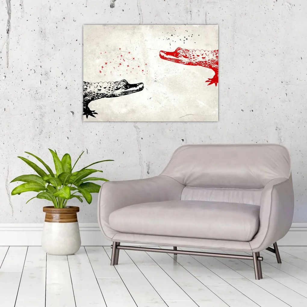 Tablou pe sticlă - Crocodili (70x50 cm)