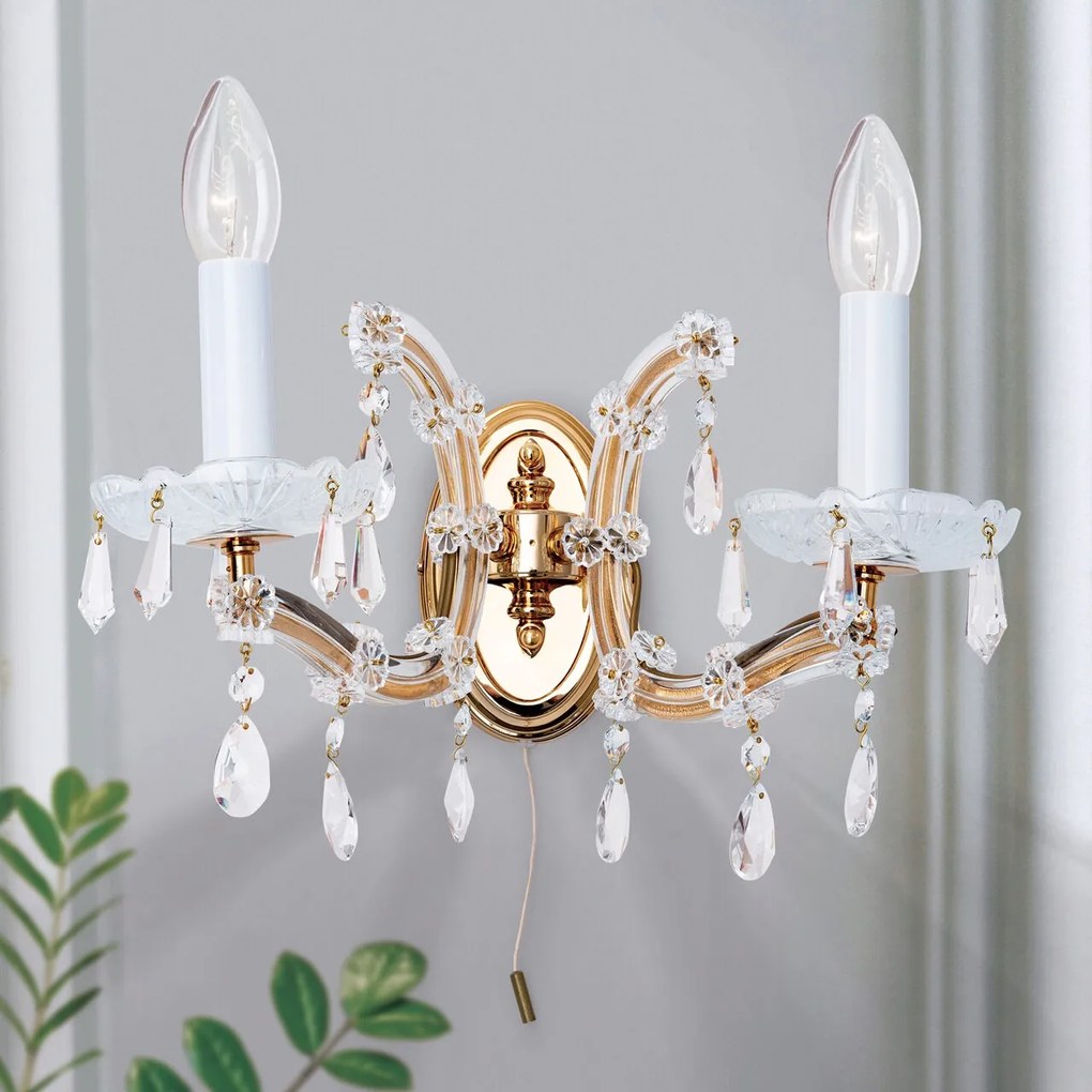Aplica de perete de lux cristal Swarovski Maria Theresia-A 2L 24K gold plated