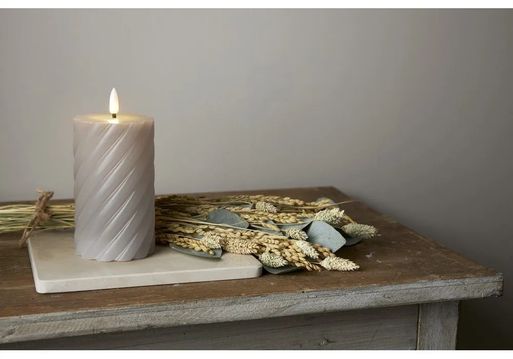 Lumânare din ceară gri cu LED Star Trading Flamme Swirl, înălțime 15 cm