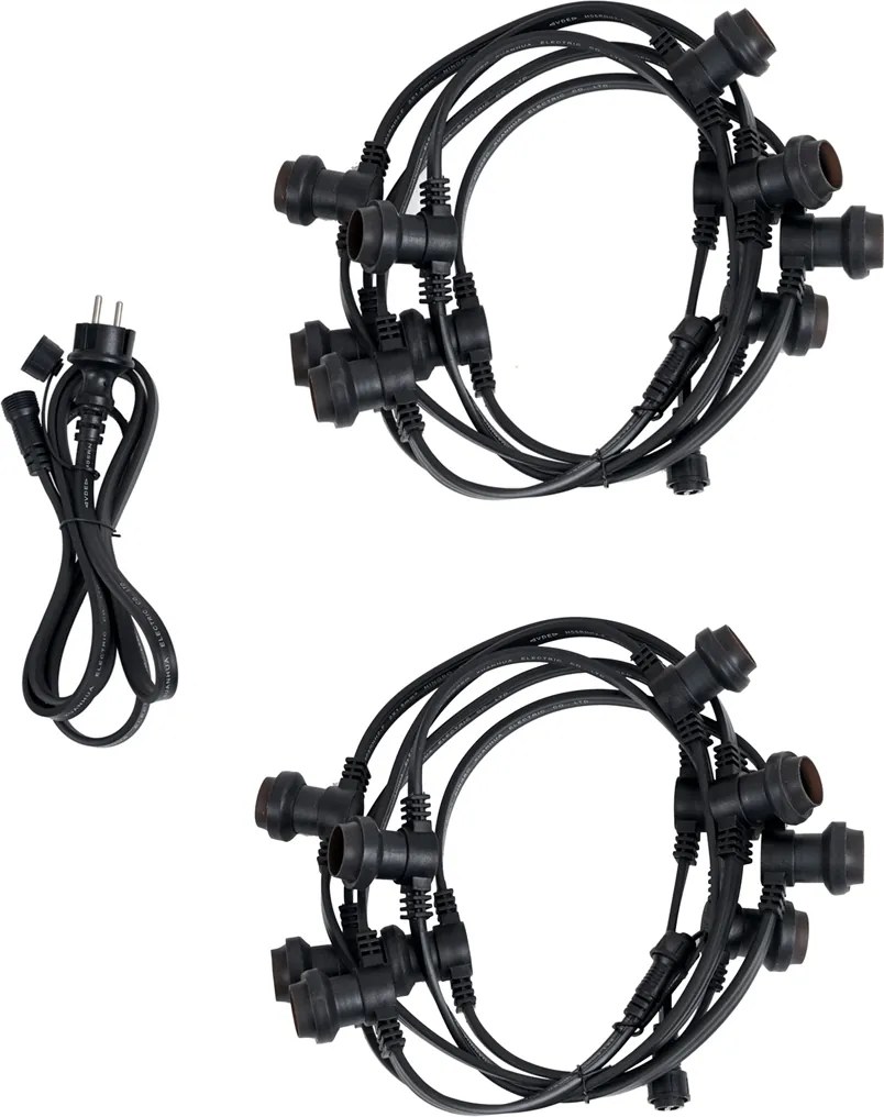 Ghirlandă luminoasă neagră conectabilă cu priză 10m, incl. 20 becuri E27 P45, IP64 - Lubber
