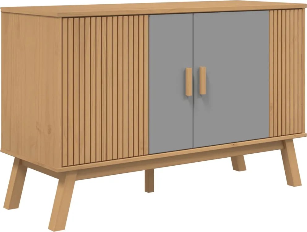 vidaXL Dulap "OLDEN", gri și maro, 114x43x73,5 cm, lemn masiv pin