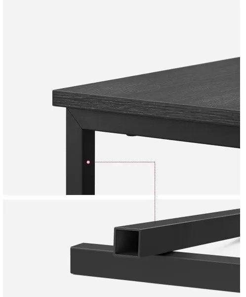 Masă laterală ROD, neagră, cu prize și porturi USB încorporate