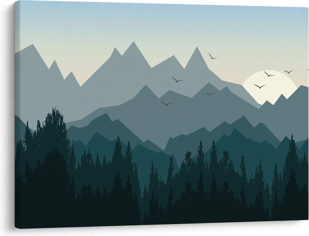Tablou - Munții cu privirea graficeanului (70x50 cm)