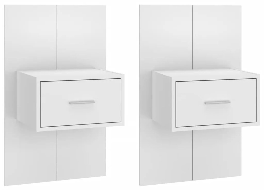 vidaXL Noptiere de perete, 2 buc., alb