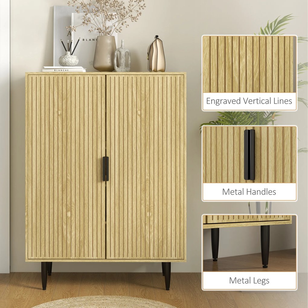 HOMCOM Dulap Pantofi 5 Niveluri cu Rafturi Reglabile, Picioare Metalice, Design Elegant Stejar, Stabil și Sigur, 80x38x110 cm | Aosom Romania