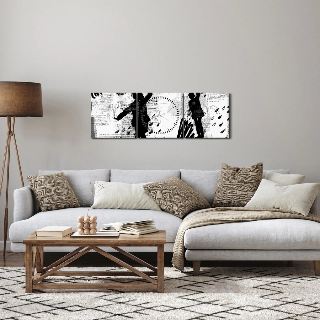 Tablou - Artă stradală - zarvă (cu ceas) (90x30 cm)