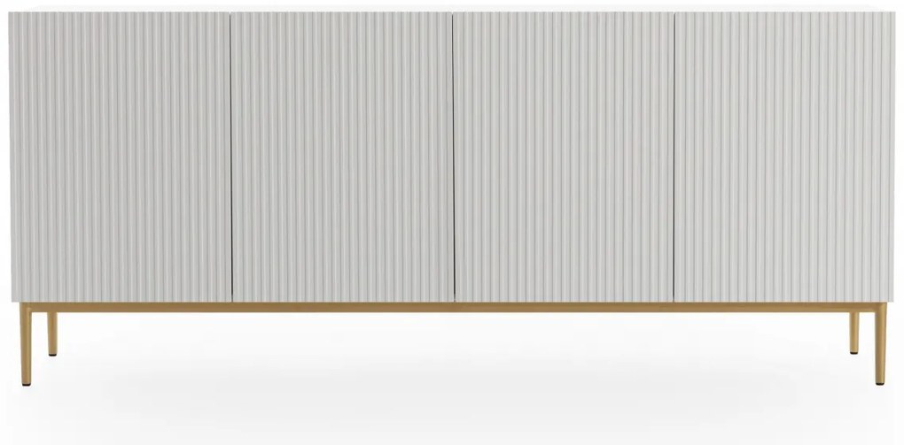 Comodă pe picioare metalice Nicole 200 cm - alb mat / picioare aurii