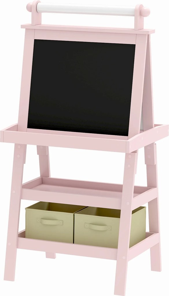 AIYAPLAY Tablă de Desen Dublă Pentru Copii 3-6 Ani, 59x48x118 cm, Roz | Aosom Romania