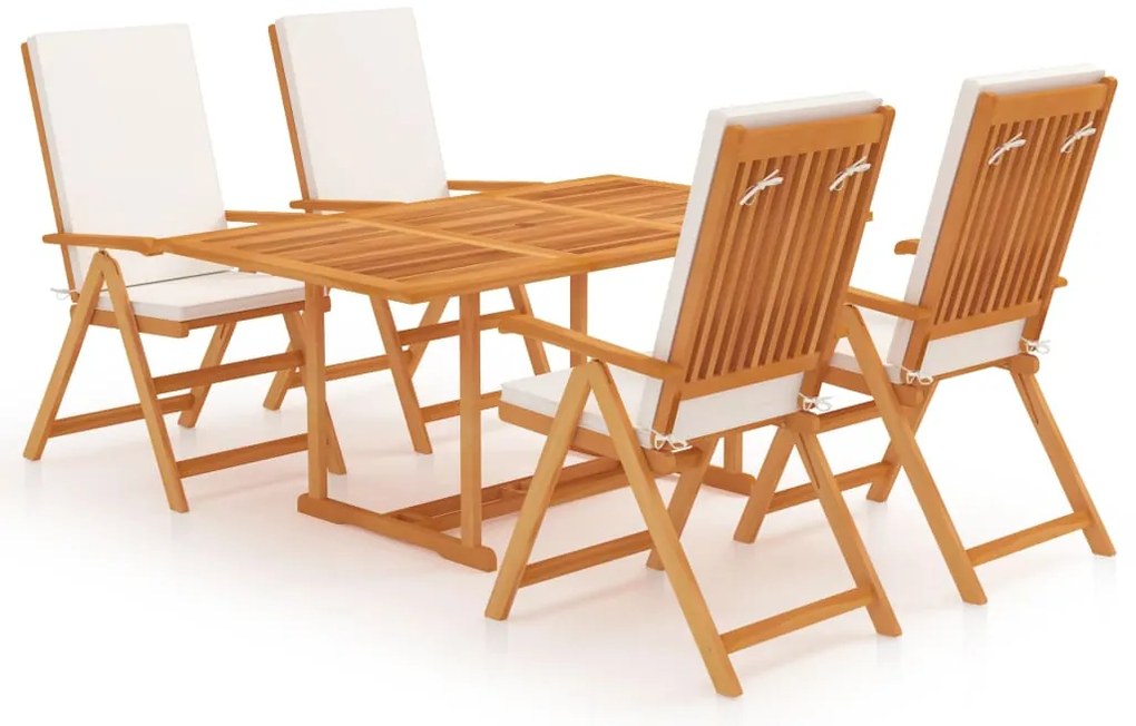 vidaXL Set mobilier de grădină cu perne, 5 piese, lemn masiv de tec