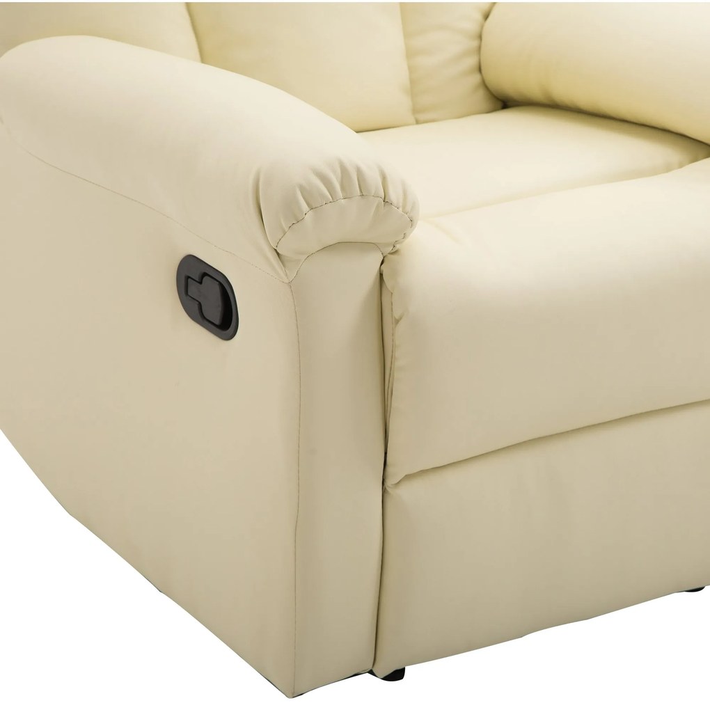 Fotoliu recliner cu spatar rabatabil HOMCOM, piele ecologica, 80×97×107cm | Aosom Romania