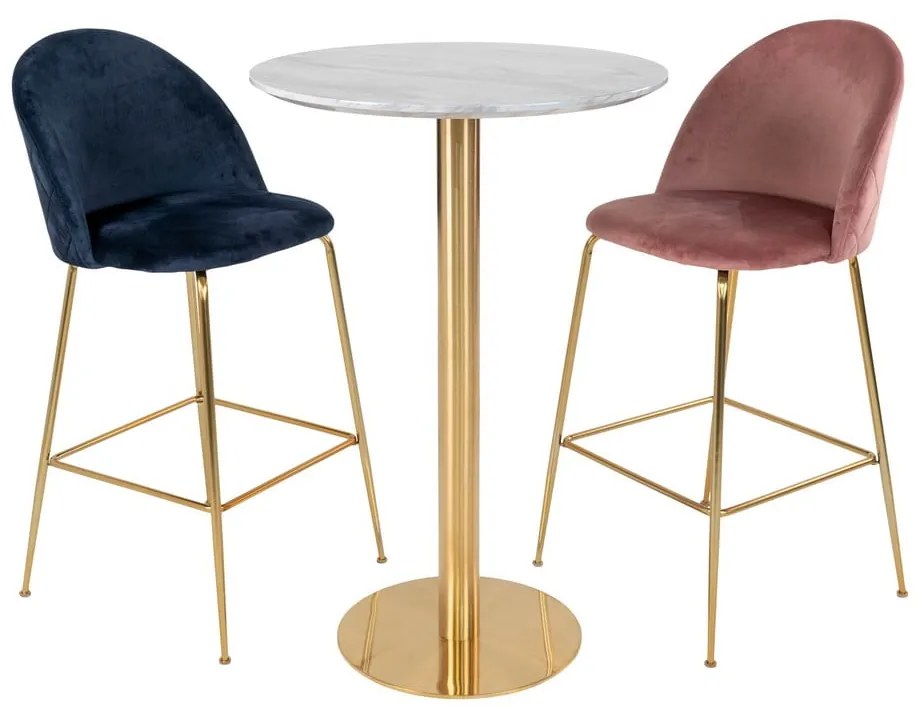 Masă de bar rotundă cu blat cu aspect de marmură ø 70 cm Bolzano – House Nordic