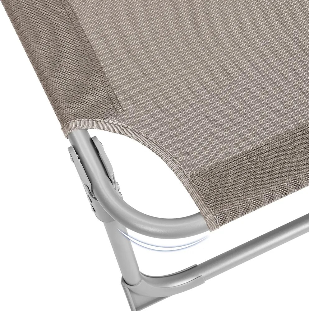 Șezlong de grădină LAGUNA cu copertină reglabilă, 193x59x30cm, maro-gri (taupe) SongmicsHome