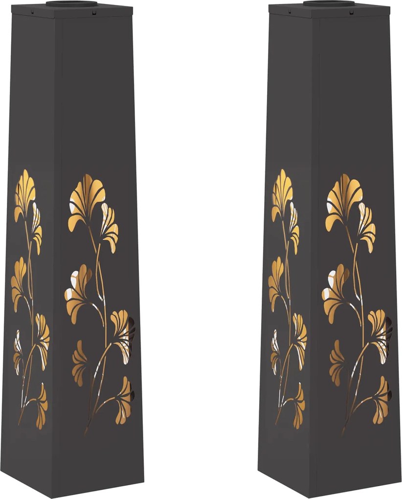 vidaXL Lumină LED Solară pentru Alei 2 pcs Negru Oțel laminat la rece