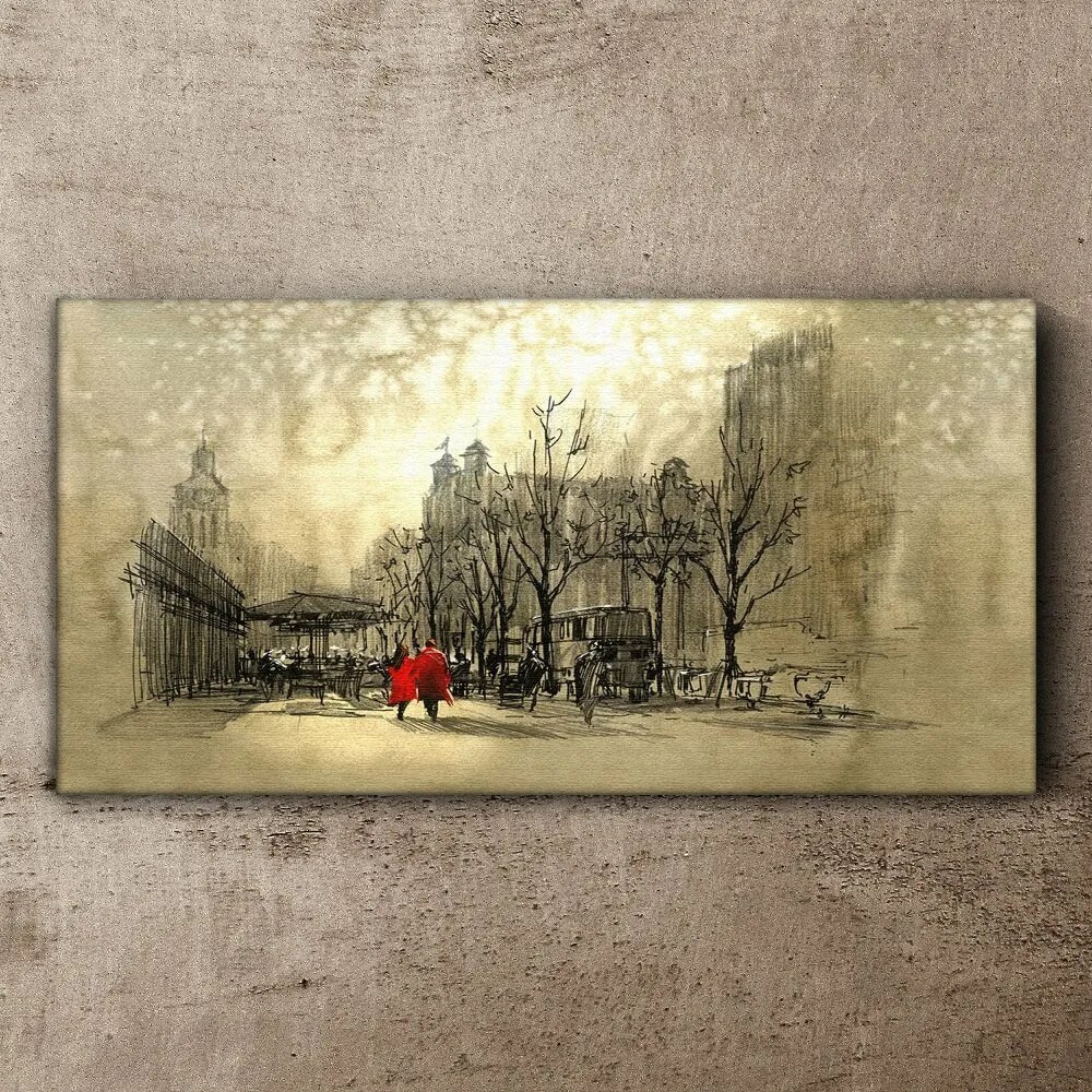 Tablou canvas cuplu de abstracție de oraș