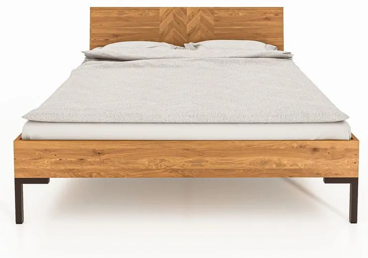 Pat matrimonial din lemn de stejar 160x200 cm Abies 2 - The Beds