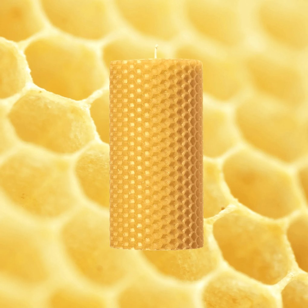 Lumanare Marturie din Ceara de Albine naturala tip fagure H10 6cm Natural, 10 cm, 6 cm
