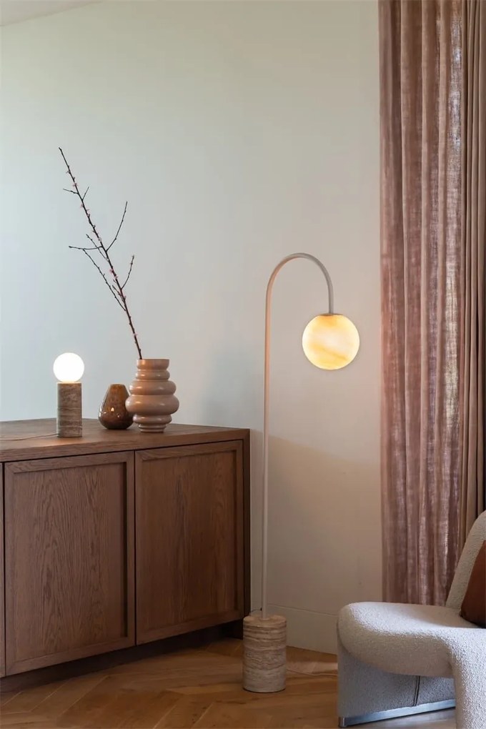 Lampa podea din travertin si sticla sand Tivoli