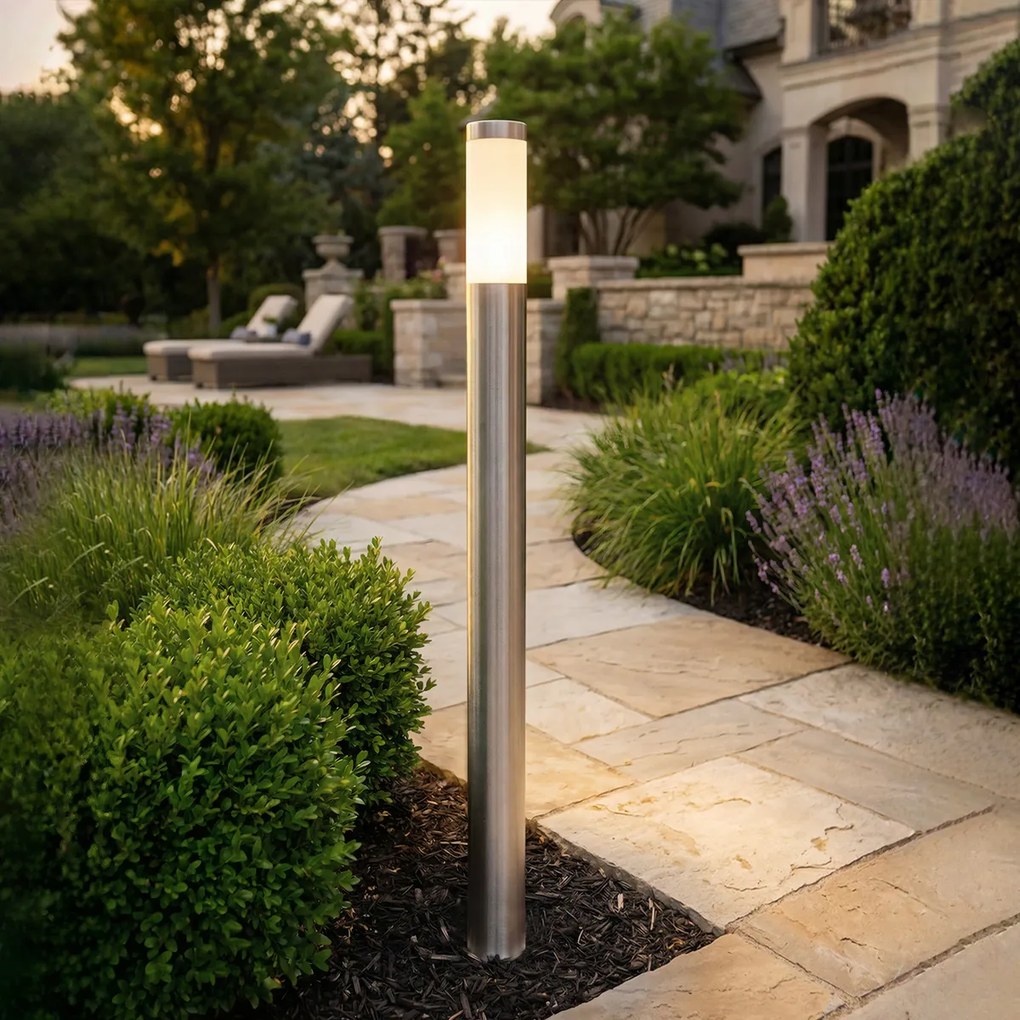 Lampă de exterior modernă pe stâlp din oțel 110 cm IP44 - Rox