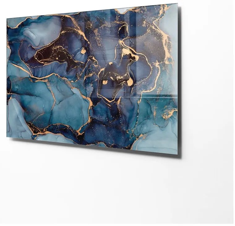 Tablou din sticlă 100x70 cm Dark Marble – Wallity