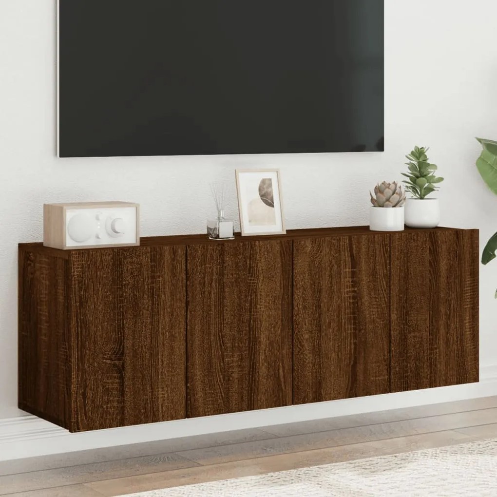 vidaXL Comodă TV de perete, 2 buc. stejar maro, 60x30x41 cm