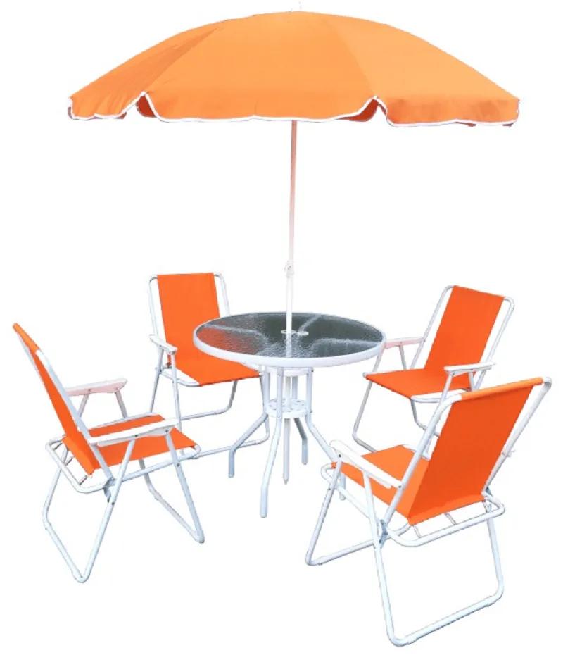 Set mobilier de gradina portocaliu alb Odelo 182x191 cm