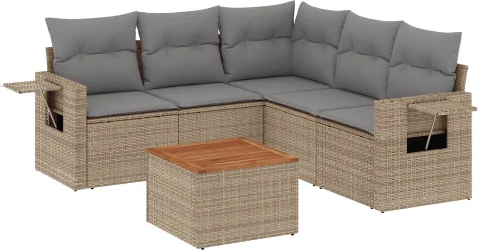 vidaXL Set canapele de grădină cu perne, 6 piese, bej, poliratan