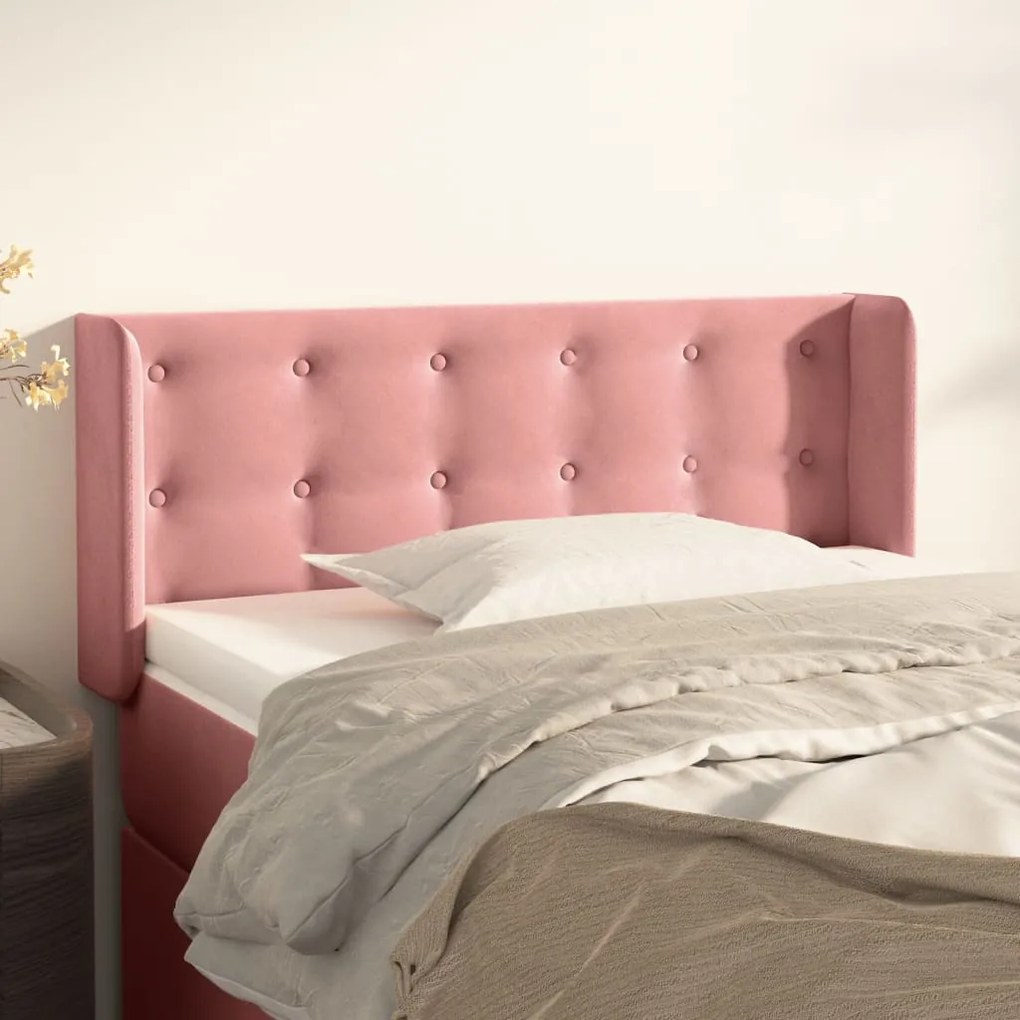 vidaXL Tăblie de pat cu aripioare roz 83x16x78/88 cm catifea