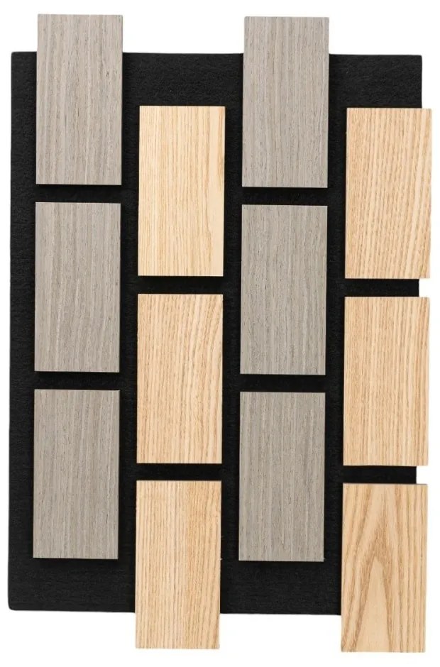 Panou riflaj acustic decorativ, MDF si pasla, AC18, 60x40x2.1cm, Stejar/Gri