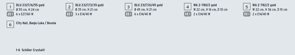 Lustra aplicata cristal Schöler design de lux Sheraton 55cm, 24K gold plated