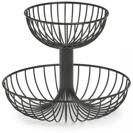 Fructiera Duo Basket cu 2 nivele, Metal Negru, Ø32xH25,8 cm