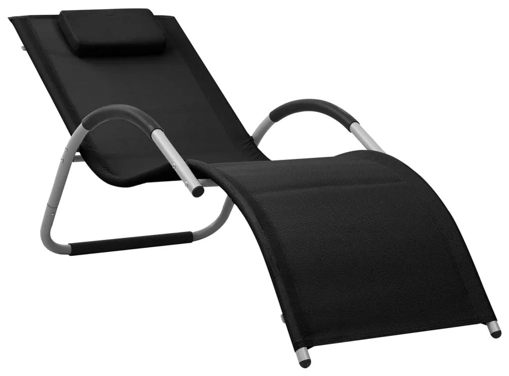 vidaXL Șezlong din textilenă, negru și gri