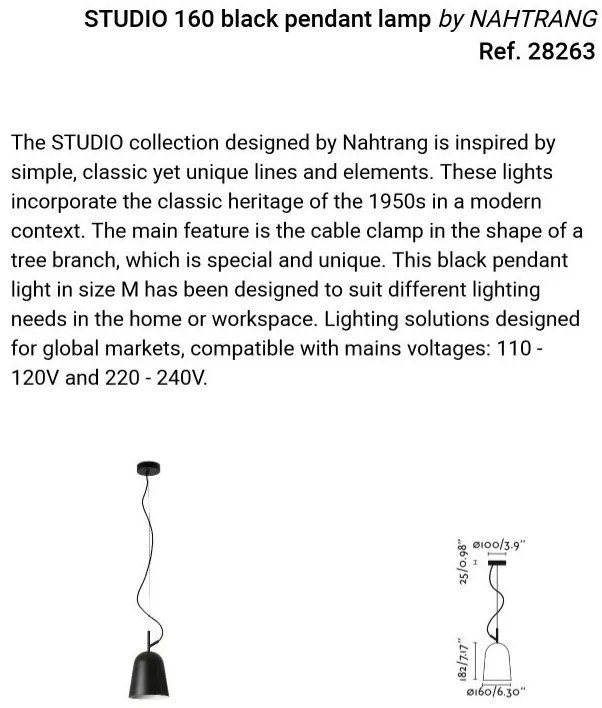 Lustra suspendata design modern Studio 160 negru