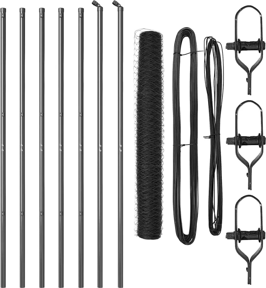 vidaXL Stâlp de gard. Gri 10 x 1,2 m (plasă de 50 mm) Oțel și PVC