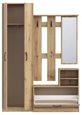 Panou pentru hol cu oglindă KAVI, stejar artisan