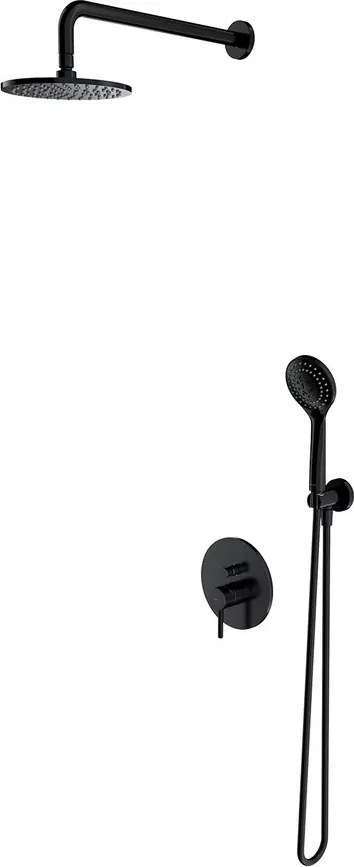 Sistem de dus incastrat Omnires Y cu baterie monocomanda finisaj negru semimat