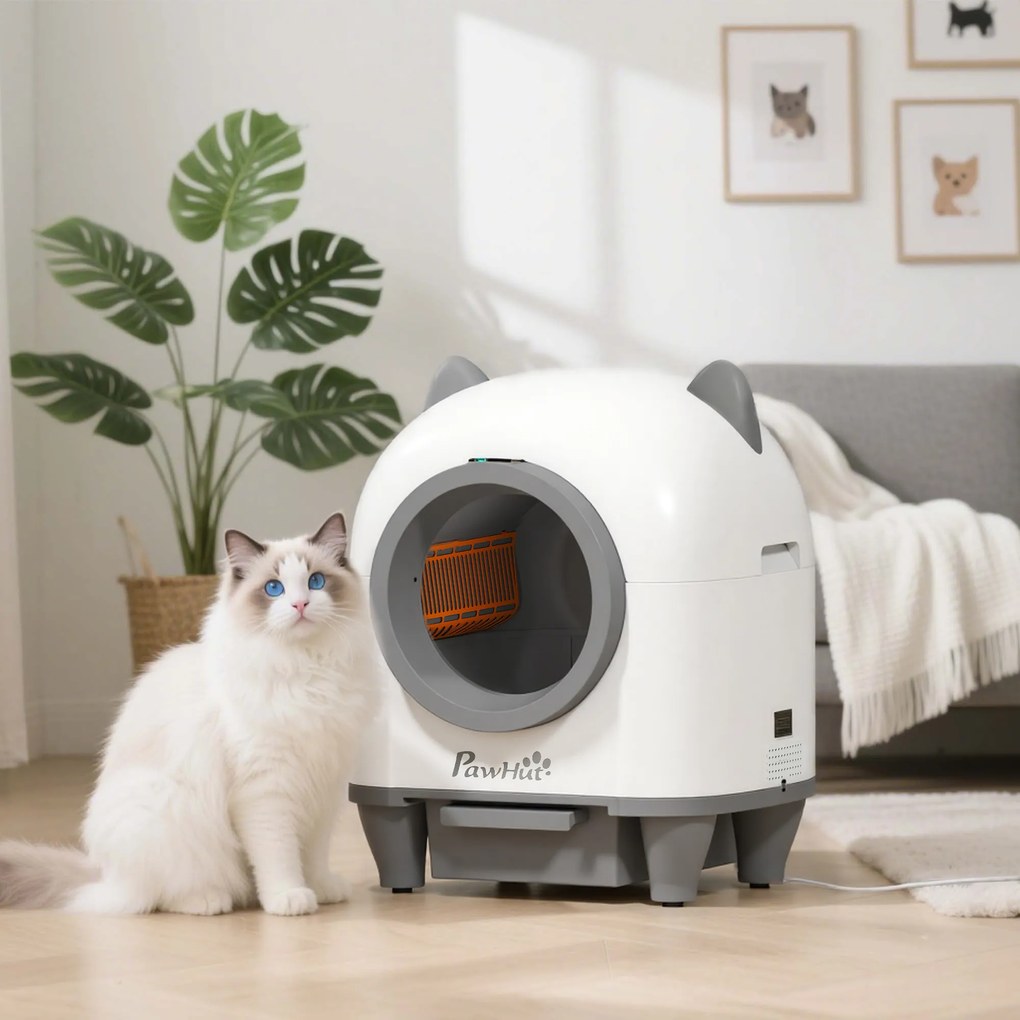 PawHut Toaletă Automată pentru Pisici cu Control de la Distanță, 80L Eliminare Mirosuri, Ideală pentru Mai Multe Pisici | Aosom Romania