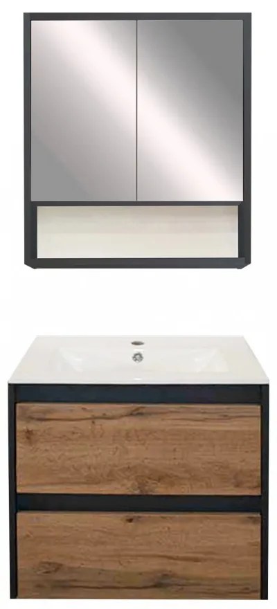 Mobilier complet de baie Porto 60 în culoarea stejarului rustic antracit