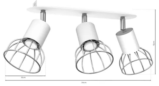 Spot DANTE 3xGU10/25W/230V alb/crom lucios