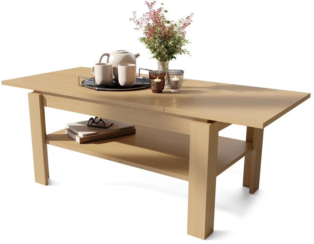 Mazzoni ASTI-R Stejar Oasis – MASĂ/MĂSUȚĂ CAFEA MODERNĂ CU BLAT EXTENSIBIL