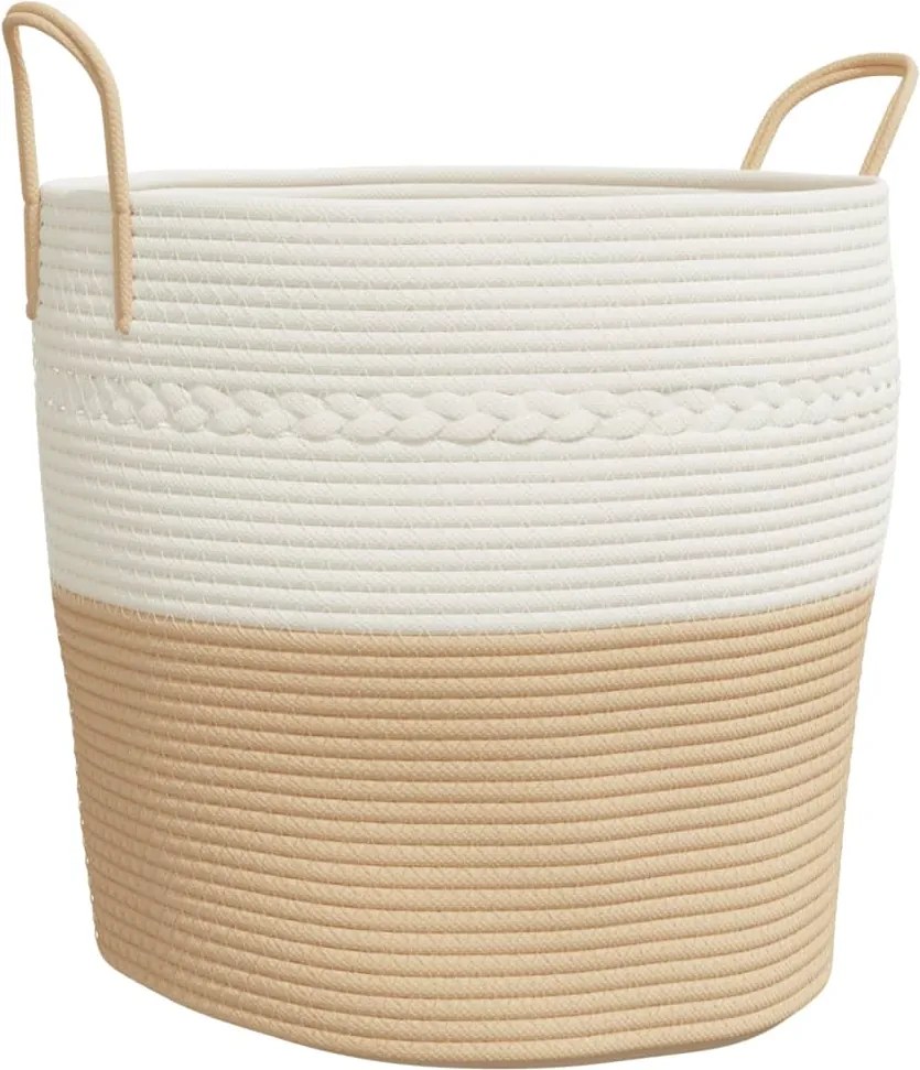 vidaXL Coș de depozitare, bej și alb, Ø43x38 cm, bumbac