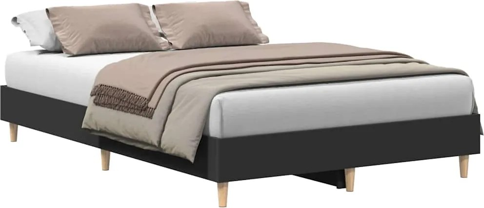 vidaXL Cadru de pat fără saltea, negru, 140x190 cm, lemn prelucrat