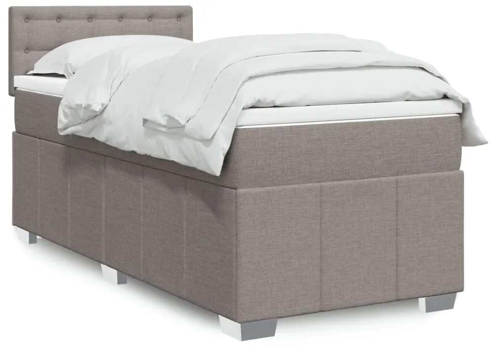 vidaXL Pat box spring cu saltea, gri taupe, 80x200 cm, textil