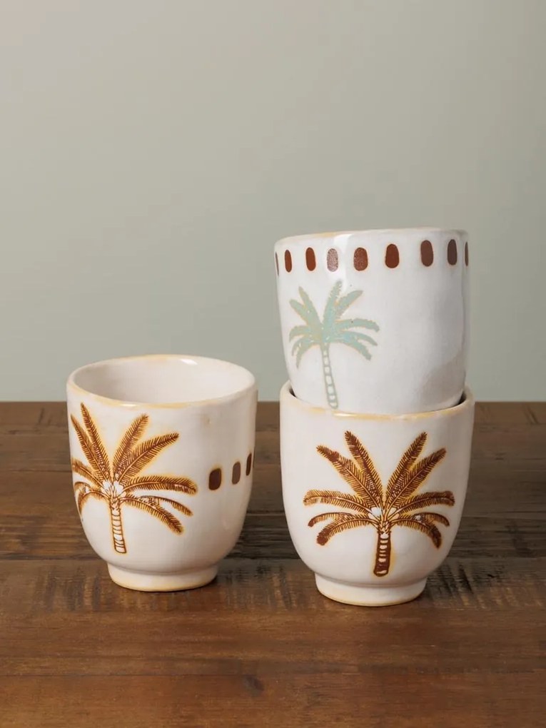 Set 3 cani din ceramica, Palmier