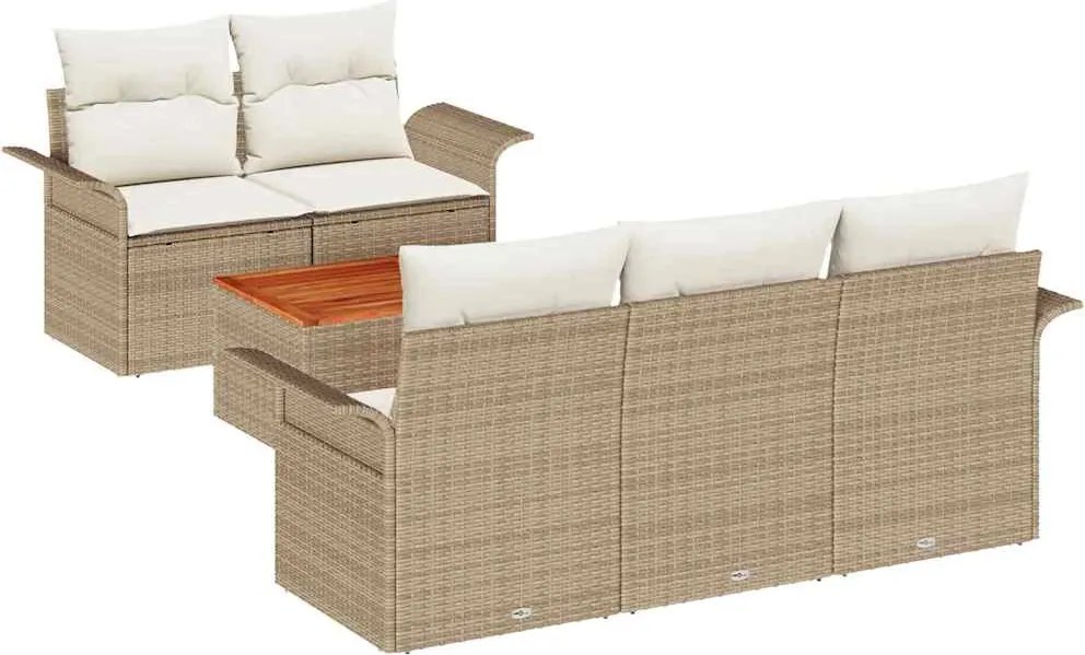 vidaXL Set de canapele pentru grădină 6 pcs Bej și crem poliratan